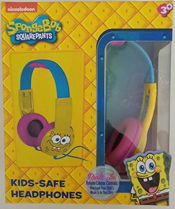 NICKELODEON Spongebob Squarepants Headphones Kid Safe Headphone Volume Limiter Wired without Mic