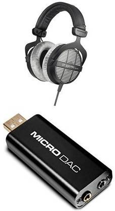 Beyerdynamic Dt-990-Pro-250 Professional Acoustically Open Headphones For Monitoring And Studio Applications Bundle With M-Audio Micro Dac Usb Digital To Analog Wired without Mic