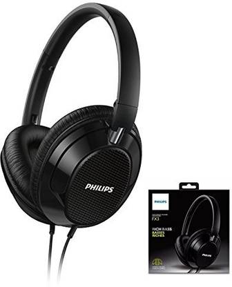PHILIPS Fx3Bk Headphones Over-Ear Rich Bass Fx3 Wired without Mic