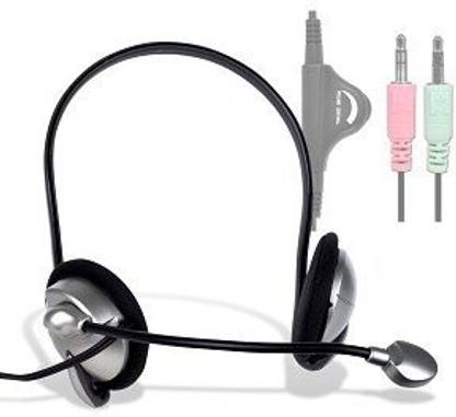GENERIC Behind-The-Head Stereo Headphones W/Boom Microphone, Inline Volume Control & 3.5Mm Jacks (/Black) Wired without Mic