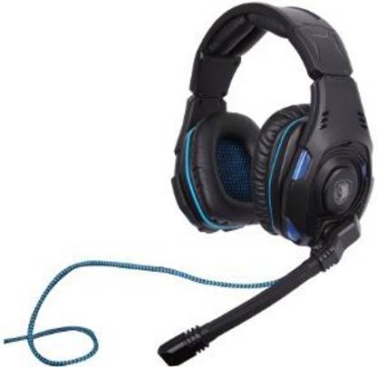 Sades Sa-907 Pc Gaming Headset W/ Microphone + Volume Control - Black/Blue Wired without Mic