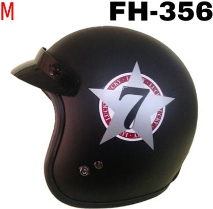 THH Fh-356 Open Face Red Star Black Base Motorbike Helmet