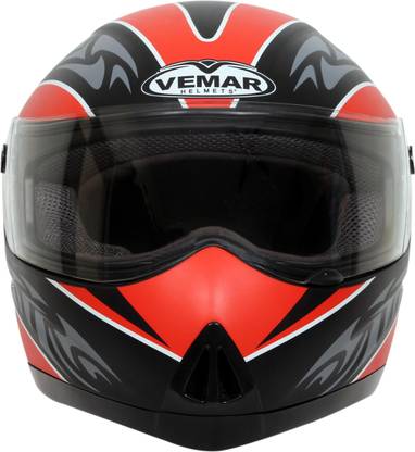 Vemar Vxn Matt Black Skin Red Motorbike Helmet