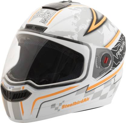 Steelbird SBA-1 Racer Mat White- Orange Motorbike Helmet
