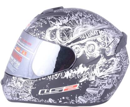 LS2 Lunatic Black Silver With Mercury Visor Motorbike Helmet
