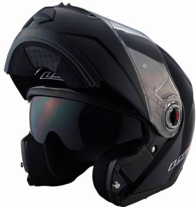 LS2 386 Matt Black Flip-Up With Dual Visor Motorbike Helmet