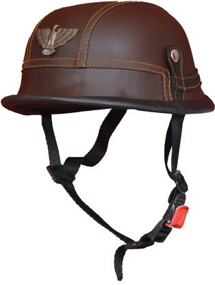 O2 Leather German Hat Motorbike Helmet