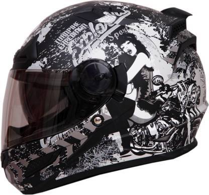 THH Black Silver MotoLady Motorbike Helmet