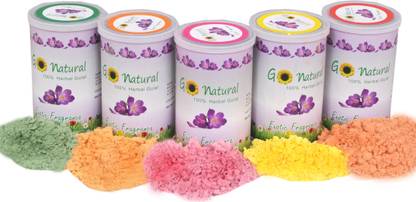 Serenus Homes Go Natural 100% Herbal Holi Gulal Can Holi Color Powder Pack of 5
