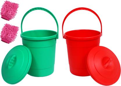 Murga Green(Bio Degradable Waste) And Red(Non Biodegradable) Cleanbins Dustbin Combo Garbage Bag, Dustpan, Glove