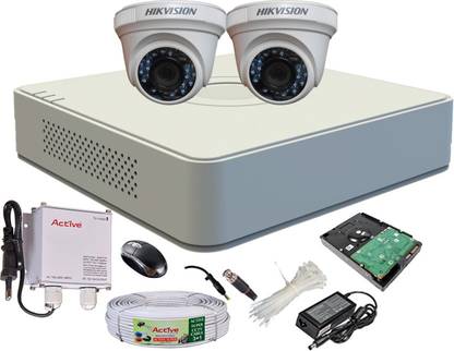 HIKVISION HD Full Combo, DS-2CE56C2T-IRB Dome Camera 2Pcs + Active Cable + 500GB HDD + HD Mini DVR Security Camera