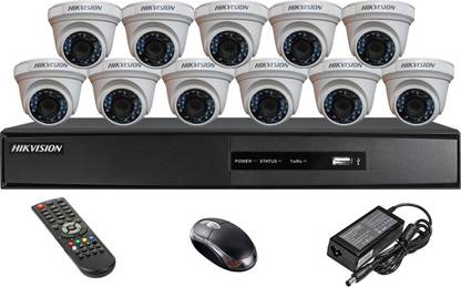 HIKVISION SH Combo, HDTVI DS2CE56COT-IR Dome Camera 11Pcs + HDTVI DVR Security Camera