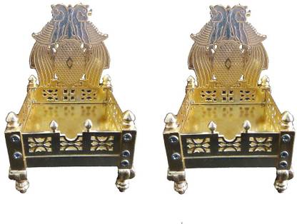 Excellent4U Two Pooja Singhasan 8x8x13 cm Metal Home Temple