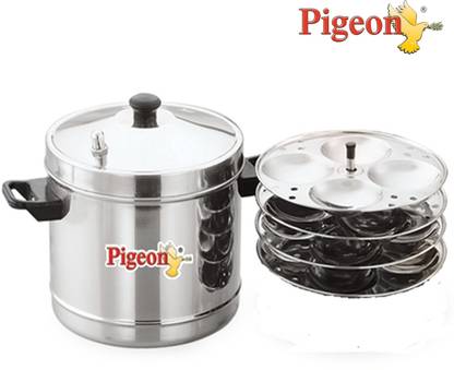 Pigeon Favorite Stainless Steel Idli Cooker with Whistle Indicator Induction & Standard Idli Maker