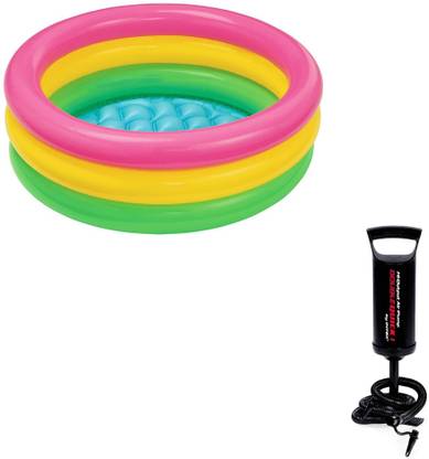 INTEX Hand Air Pump With 2ft Round Glow Baby Inflatable Pool, Pool Accessory