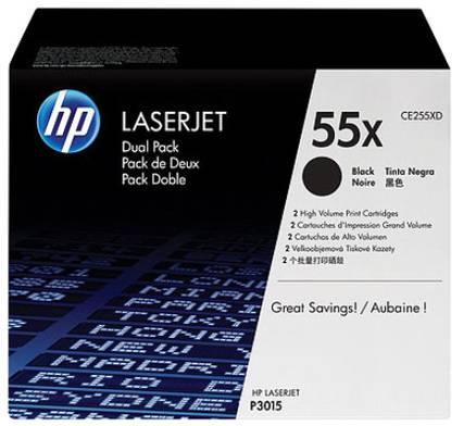 HP 55X Black Dual Pack Laserjet Toner Cartridges