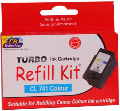 Turbo Ink Refill Kit for Canon CL 741 cartridge: Tri-Color Ink Cartridge