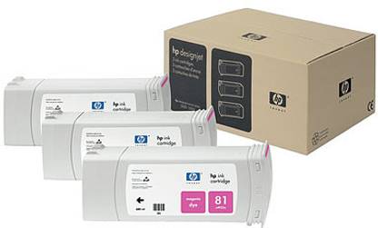 HP 81 3-pack 680-ml Magenta Dye Cartridges