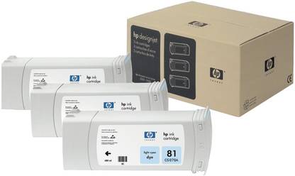 HP 81 3-pack 680-ml Light Cyan Dye Cartridges