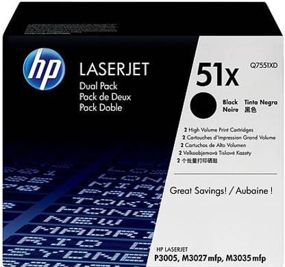 HP 51X Black Dual Pack LaserJet Toner Cartridge