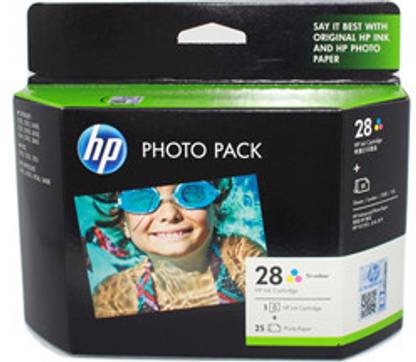 HP 28 Tri-color Ink Cartridge (value pack with HP photo paper-25 sheets)