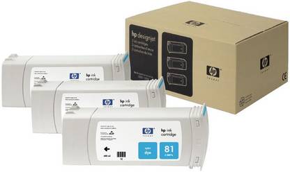 HP 81 3-pack 680-ml Cyan Dye Cartridges
