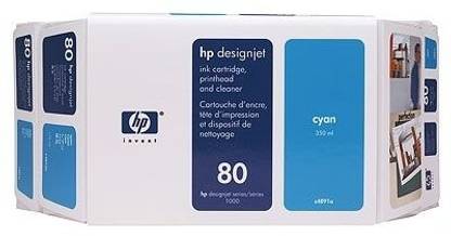 HP 80 Value Pack 350 ml Cyan Ink Cartridge and Printhead