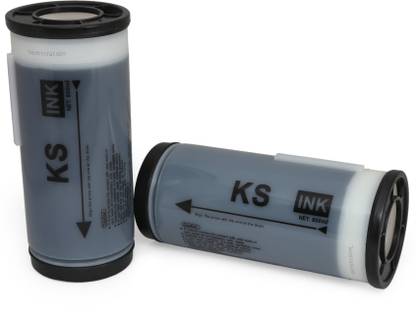 Daiki KS Black for use in Riso Digital Duplicator, Pack of 2 Black Ink Cartridge