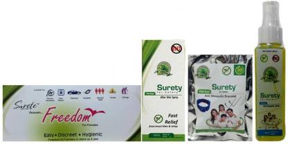 Surety for Safety Freedom + After Bite Spray + Herbal Anti Mosquito Bracelet Blue + Herbal Anti Mosquito spray