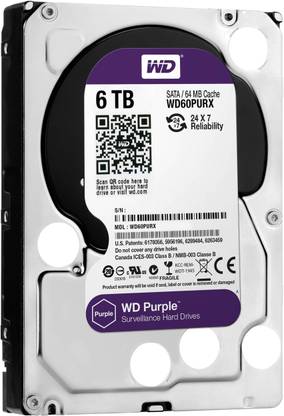 WD Surveillance 6 TB Surveillance Systems Purple SATA Internal Hard Disk Drive (HDD) (WD60PURX)