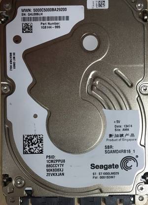 Seagate Thin 1 TB Laptop Silver Metalic SATA Internal Hard Disk Drive (HDD) (ST1000LM)