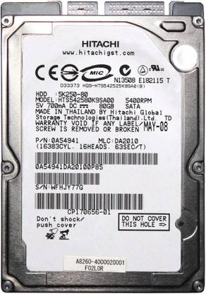 Hitachi HTS542580K9SA00 80 GB Laptop Internal Hard Disk Drive (HDD) (H12062015)