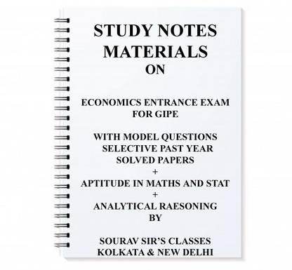 Study Notes Material On Economics Entrance Exam For Gokhale Institute Of Politics & Economics ( Gipe ) With Model Questions And Selective Past Year Solved Papers + Kit Notes Package