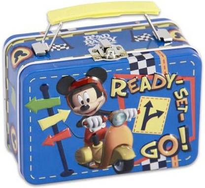 DISNEY Mickey Mouse Ready Set GO Small Tin Lunch Box 1 Containers Lunch Box