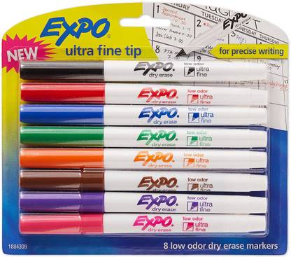 Expo Low-Odor Dry Erase Markers, Ultra Fine Tip, Assorted Colors, 8-Count