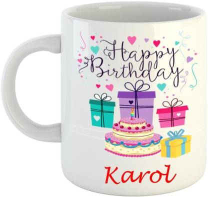 Dream Web Happy Birthday Karol Ceramic Coffee Mug