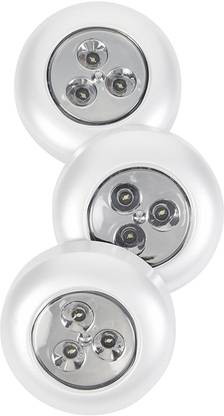 A&T Battery Powered Round White 3 Leds Stick Tap Touch Lamp Night Light 3 Pcs Table Lamp