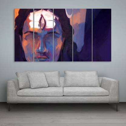 inephos Multiple Frames Lord Shiva Wall Painting Digital Reprint 30 inch x 52 inch Painting