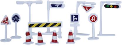 Tootpado Mini Traffic Signs Lights and Road Blocks - Set of 13 (1c542) - Traffic Signal, Educational Toys, Learning Toys Project Work for kids