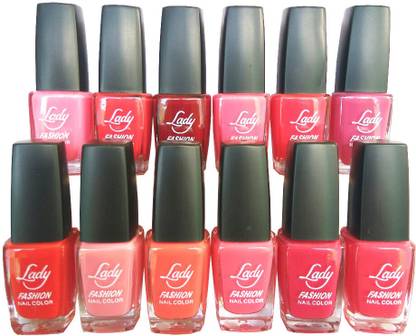 Lady FASHION Insta Dry Pure Colour Nail polish(Set Of 12 Nail Polish)01 Multicolor,
