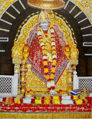 Shirdi Sai Baba/ Hindu God Poster with Glitter -reprint on paper (Unframed : Size 9"x11" Inches) Paper Print