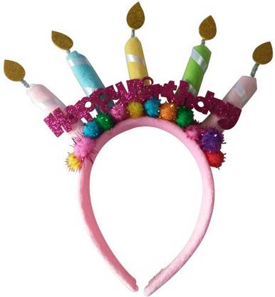 FUNCART Happy birthday Candles pompom headband Candle