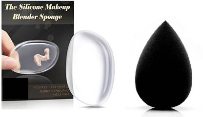 Kelley Pure Silicone Makeup Jelly Sponge Liquid Foundation Applicator Blender Zero Product Waste Perfect For Face Make Up Tool and Original Beauty Blender Powder Foundation concealer Puff Sponge-JV