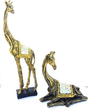 Global Voice brass type ziraf (set of 2) Decorative Showpiece  -  43 cm
