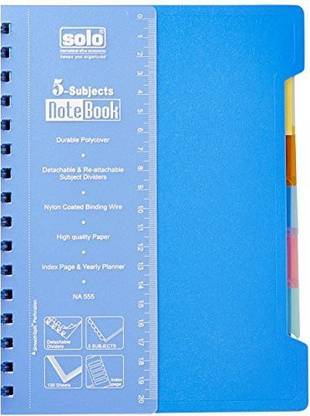 Solo NA 555 5-Subjects Note Book A5 Notebook Ruling 300 Pages