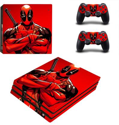 Hytech Plus Deadpool Cartoon Edition Theme Sticker for PS4 PRO Console & 2 Controllers  Gaming Accessory Kit