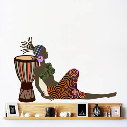 Impression Wall 48.26 cm Impression Wall African Lady Wall Stickers Self Adhesive Sticker