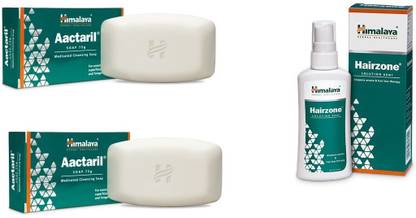 Himalaya Herbals HAIR ZONE SOLUTION ( 60ML) WITH Aactaril medicated cleansing soap (150G)
