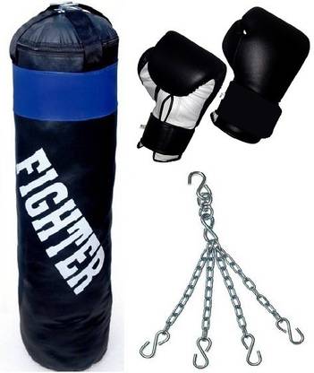 Fighter BLACK Punching bag & Punching Gloves Boxing Kit