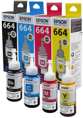 Epson Colour Set 4 Bottles Pigmant Black Cyan Yellow Magenta For Printer L1455 L605 L655 Tri-Color Ink Cartridge
